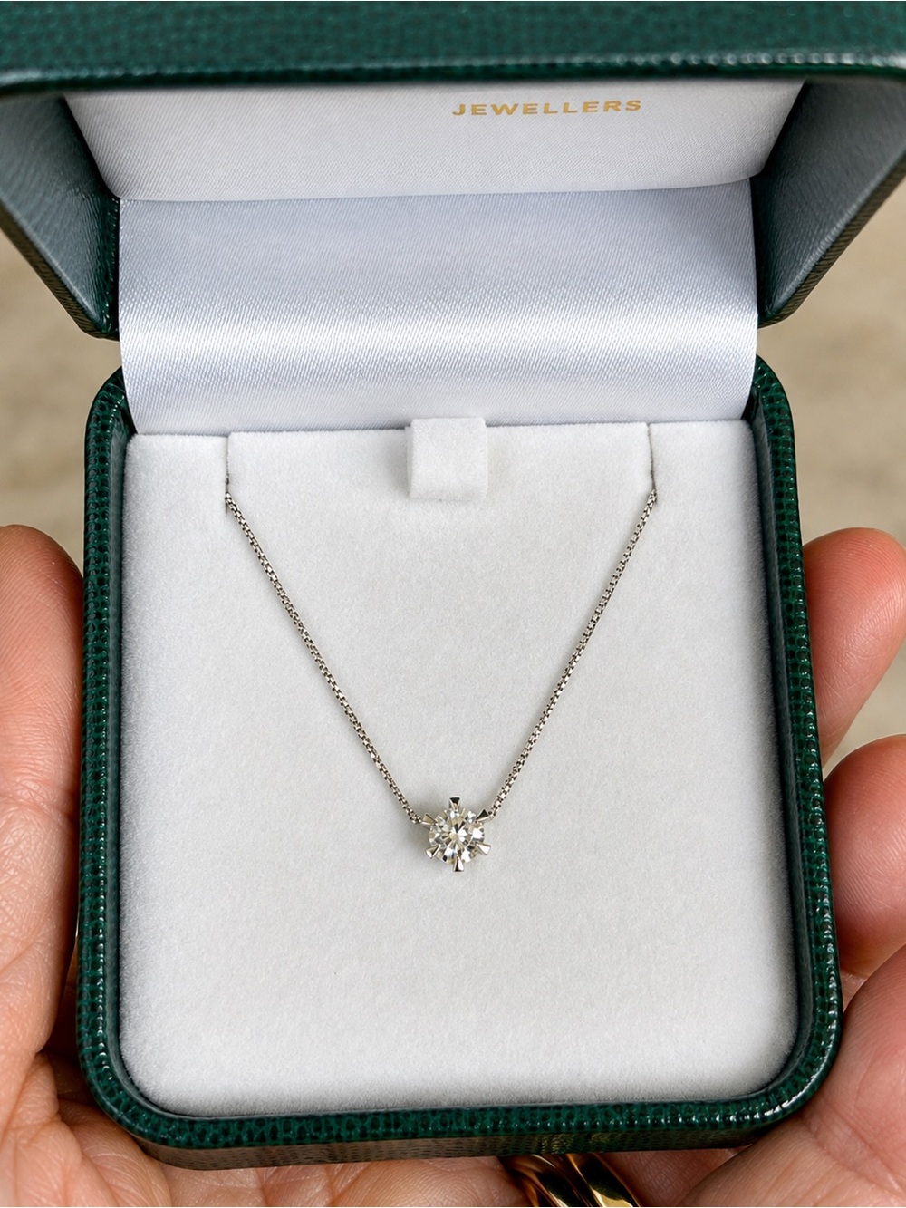 Vintage Platinum 850 .30 CT Diamond Solitaire Necklace Pendant
